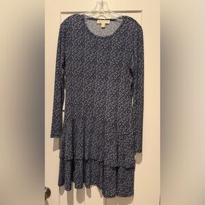 Michael Kors Navy Floral Long Sleeve Dress